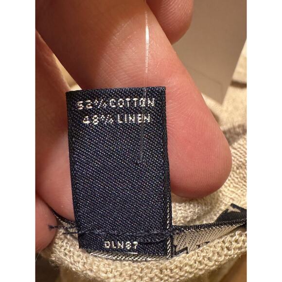 Land's End Lightweight Sweater Cream Tan Long Sleeve Cotton Linen Plus Sz 3X - Picture 5 of 9